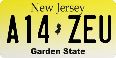 NJ license plate A14ZEU