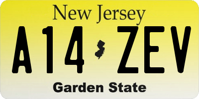 NJ license plate A14ZEV