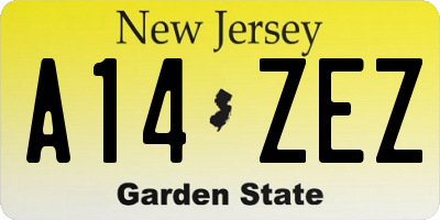 NJ license plate A14ZEZ