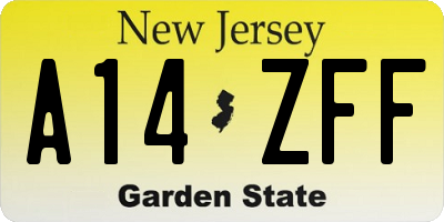 NJ license plate A14ZFF
