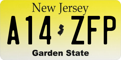 NJ license plate A14ZFP