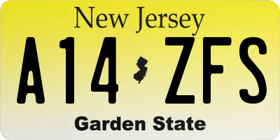 NJ license plate A14ZFS