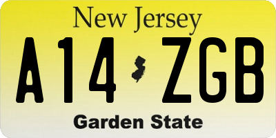 NJ license plate A14ZGB