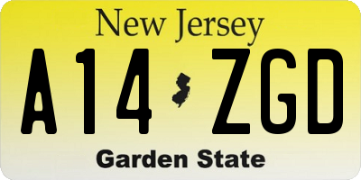NJ license plate A14ZGD