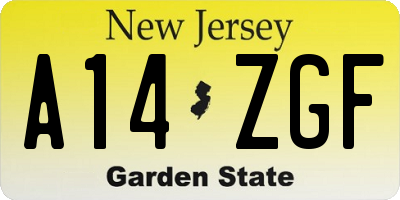 NJ license plate A14ZGF