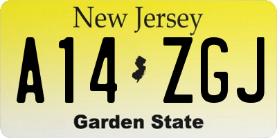 NJ license plate A14ZGJ