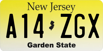 NJ license plate A14ZGX