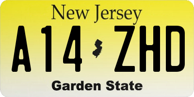 NJ license plate A14ZHD