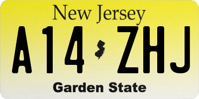 NJ license plate A14ZHJ
