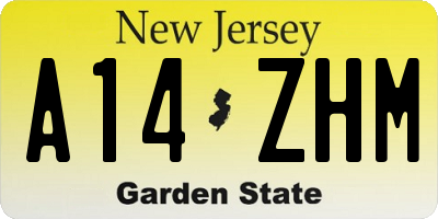 NJ license plate A14ZHM