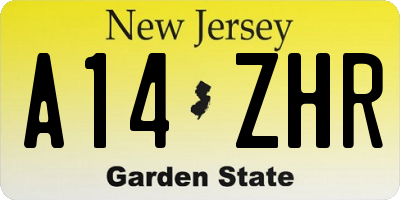 NJ license plate A14ZHR