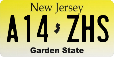 NJ license plate A14ZHS