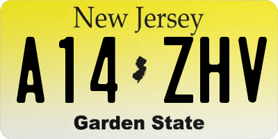 NJ license plate A14ZHV