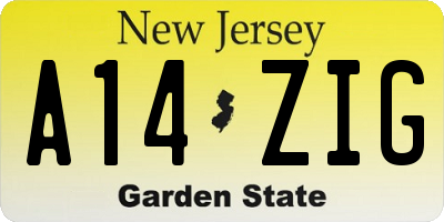 NJ license plate A14ZIG