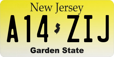 NJ license plate A14ZIJ