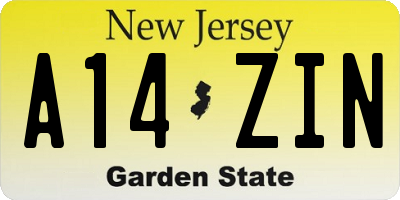 NJ license plate A14ZIN