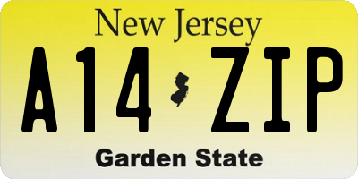 NJ license plate A14ZIP
