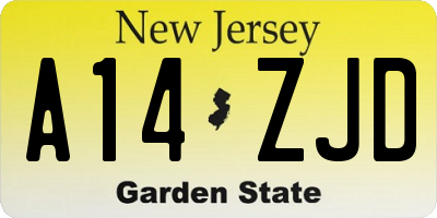 NJ license plate A14ZJD