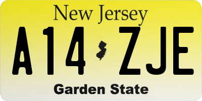 NJ license plate A14ZJE