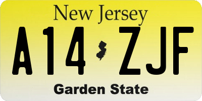 NJ license plate A14ZJF