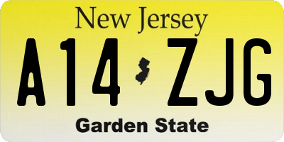 NJ license plate A14ZJG