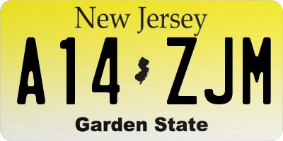 NJ license plate A14ZJM
