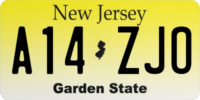 NJ license plate A14ZJO