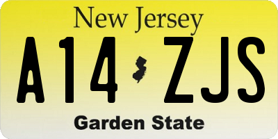 NJ license plate A14ZJS