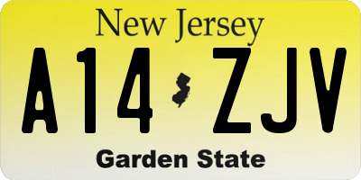 NJ license plate A14ZJV