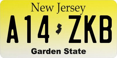 NJ license plate A14ZKB