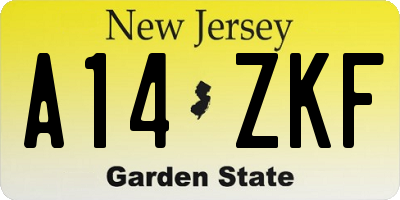 NJ license plate A14ZKF