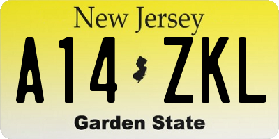NJ license plate A14ZKL