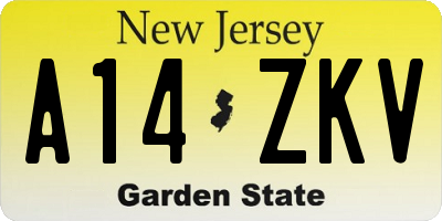 NJ license plate A14ZKV