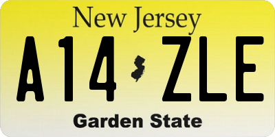 NJ license plate A14ZLE