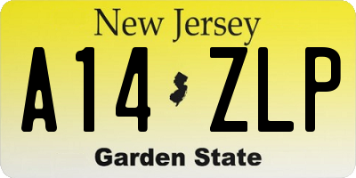 NJ license plate A14ZLP