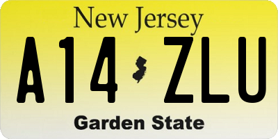 NJ license plate A14ZLU