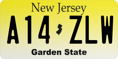 NJ license plate A14ZLW