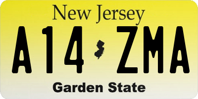 NJ license plate A14ZMA