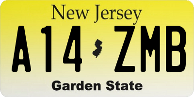 NJ license plate A14ZMB