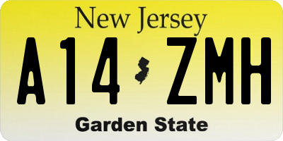 NJ license plate A14ZMH