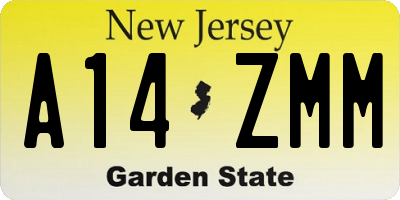 NJ license plate A14ZMM