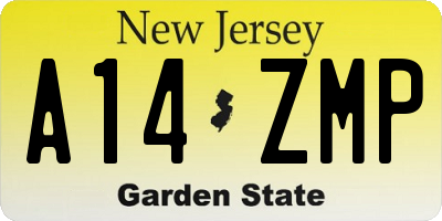 NJ license plate A14ZMP
