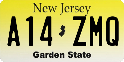 NJ license plate A14ZMQ
