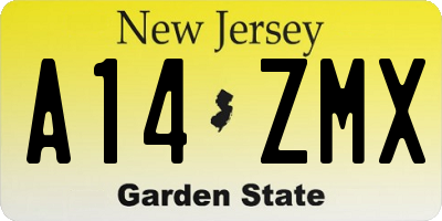NJ license plate A14ZMX