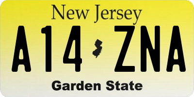 NJ license plate A14ZNA