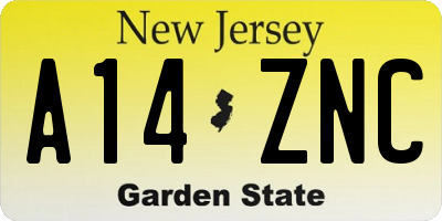 NJ license plate A14ZNC