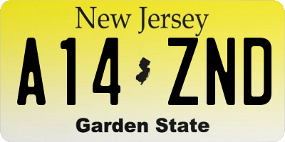 NJ license plate A14ZND