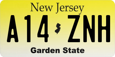 NJ license plate A14ZNH