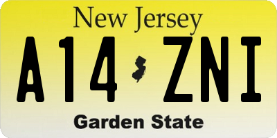 NJ license plate A14ZNI