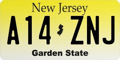 NJ license plate A14ZNJ